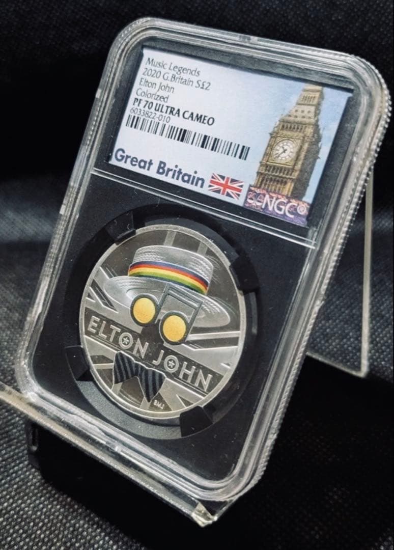 【NGC PF70 最高鑑定】2020年 英国 エルトン・ジョン カラー 銀貨