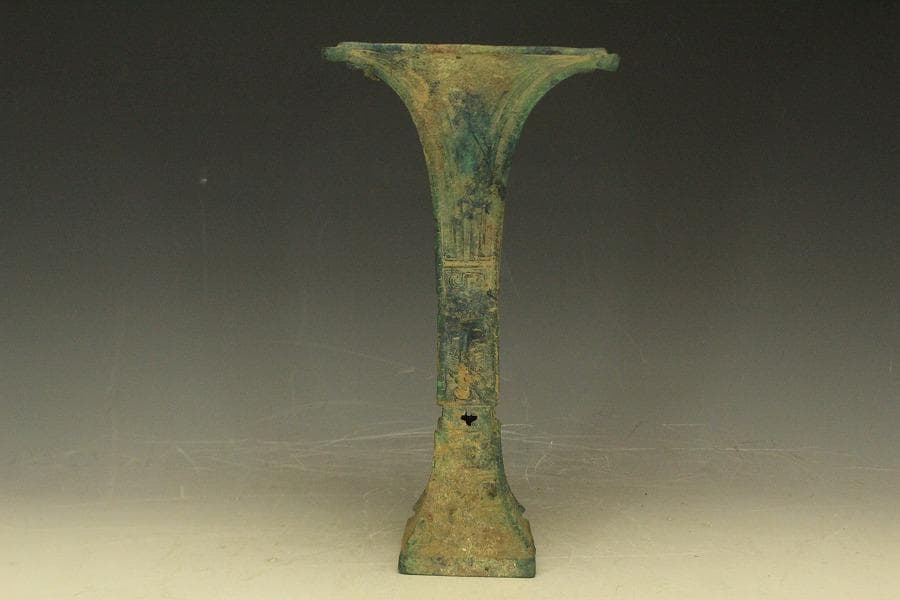 中国美術 青銅 饕餮紋 四方 尊瓶(HA508)