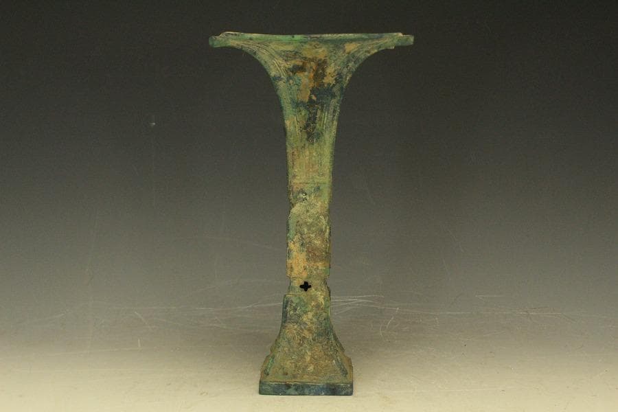 中国美術 青銅 饕餮紋 四方 尊瓶(HA508)