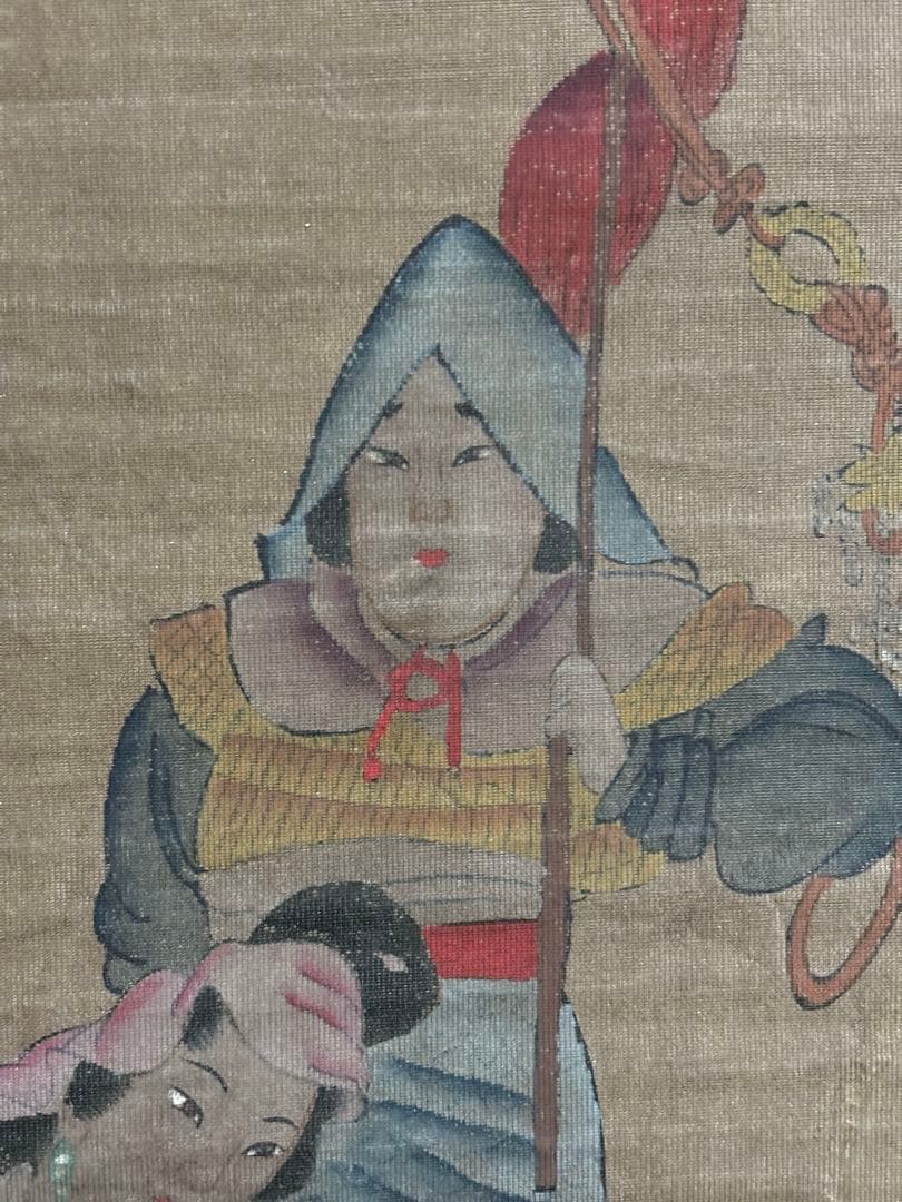 旧蔵　時代物　名家　瀋周 人物絵　肉筆画・絹布絵　掛け軸