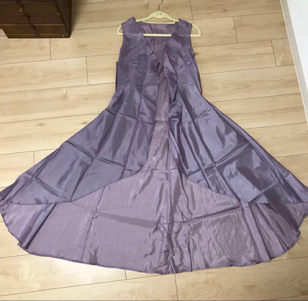 手作りダンス衣装　薄紫 ロングベスト　ワイドパンツ