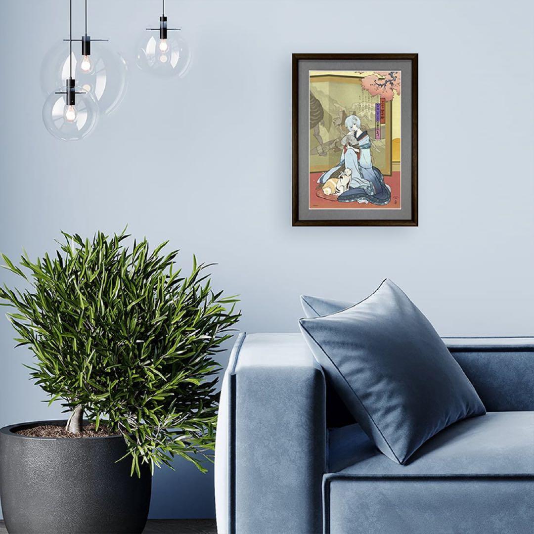 エヴァ浮世絵「箱根八里美人三画揃 レイ」　共通カラー単品　版三