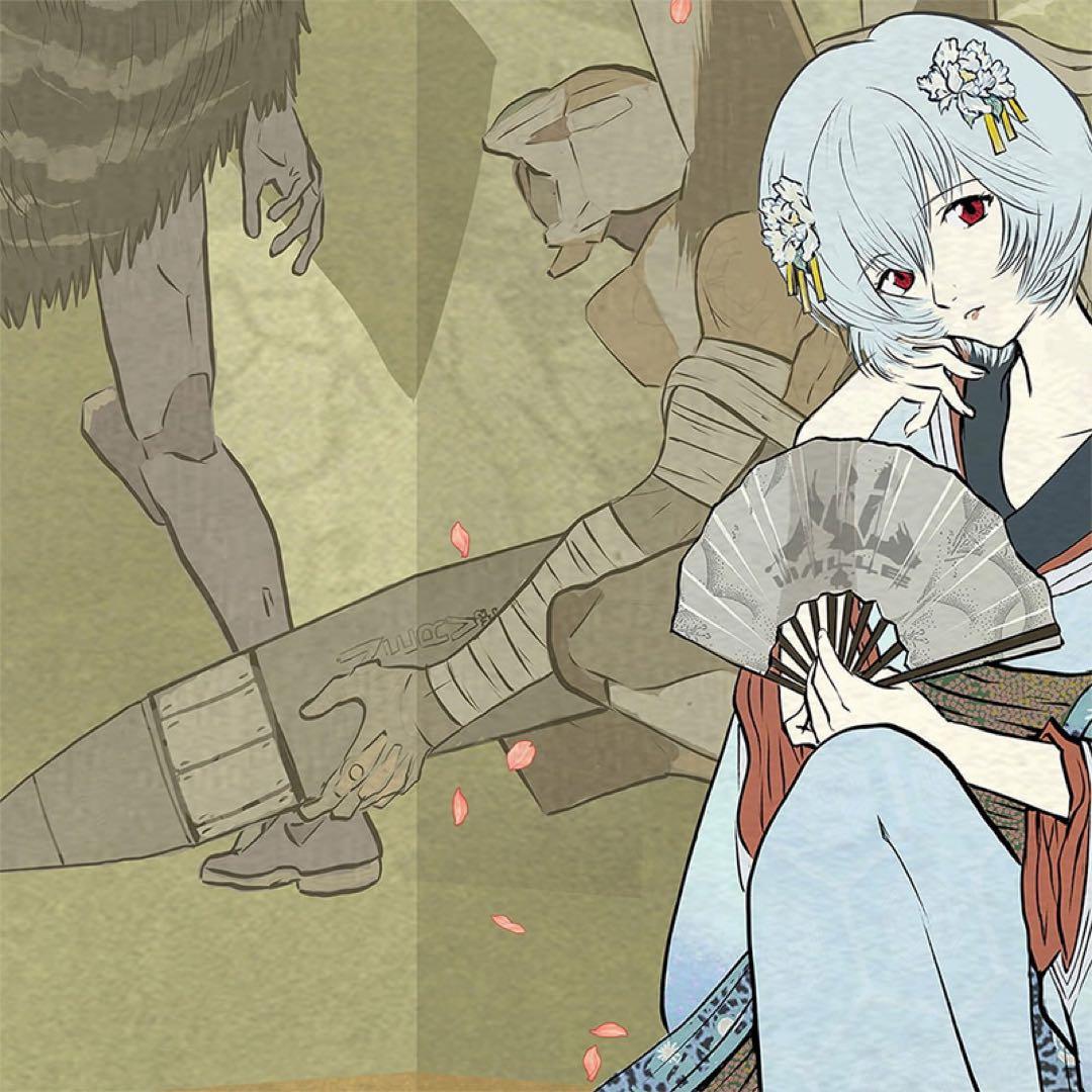 エヴァ浮世絵「箱根八里美人三画揃 レイ」　共通カラー単品　版三