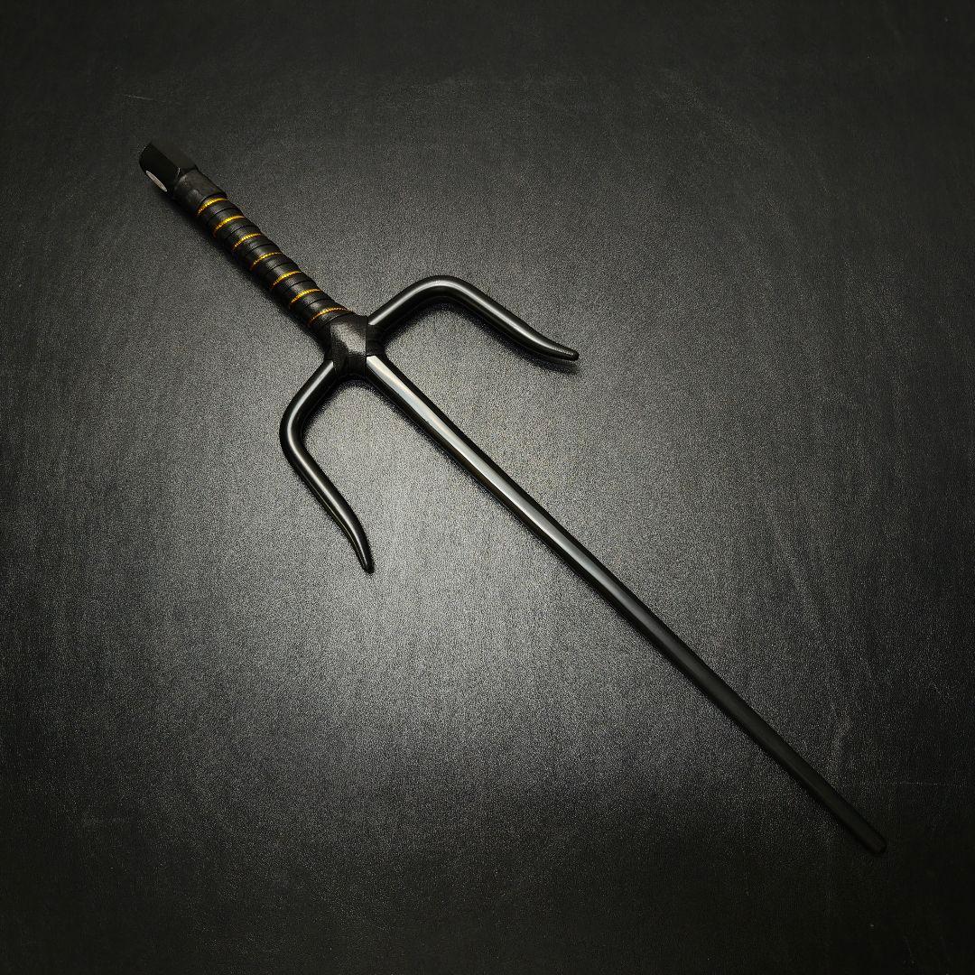 み*屋様 武具　十手　48CM　2本セット　黒メッキ　釵　琉球古武術　鉄製　古武