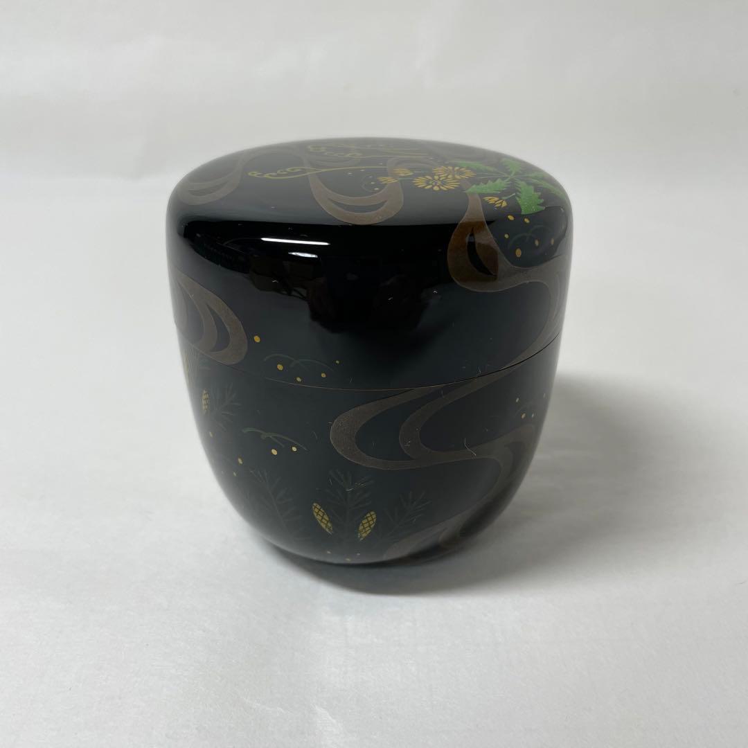 FD17 道馬順一作　鵬雲斎好写　「流水春草蒔絵大棗」茶入