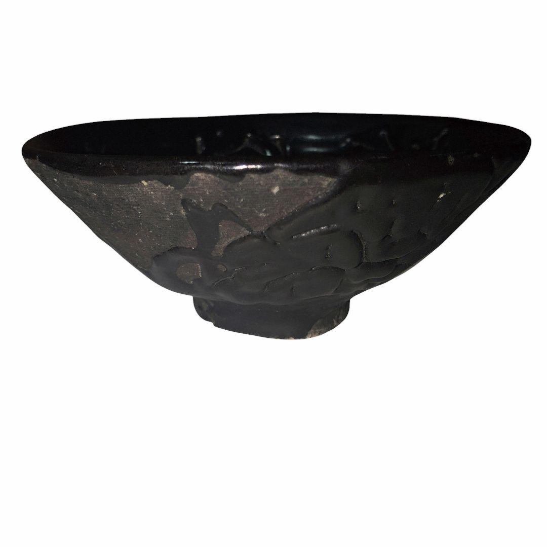 瀬戸黒茶碗　梅花皮手抹茶茶碗　茶道