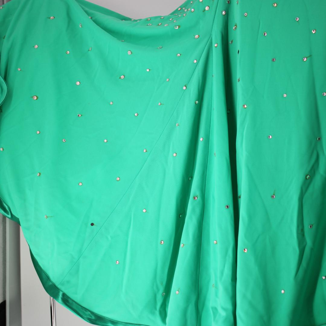 【社交ダンス衣装】グリーン ライトグリーン ワンピース ドレス スパンコール