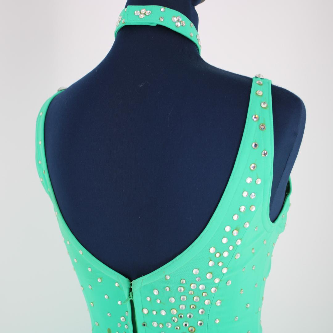 【社交ダンス衣装】グリーン ライトグリーン ワンピース ドレス スパンコール