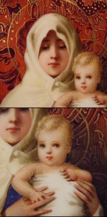 送料無料　18-19世紀手書き陶板「聖母マリア」 イタリア購入