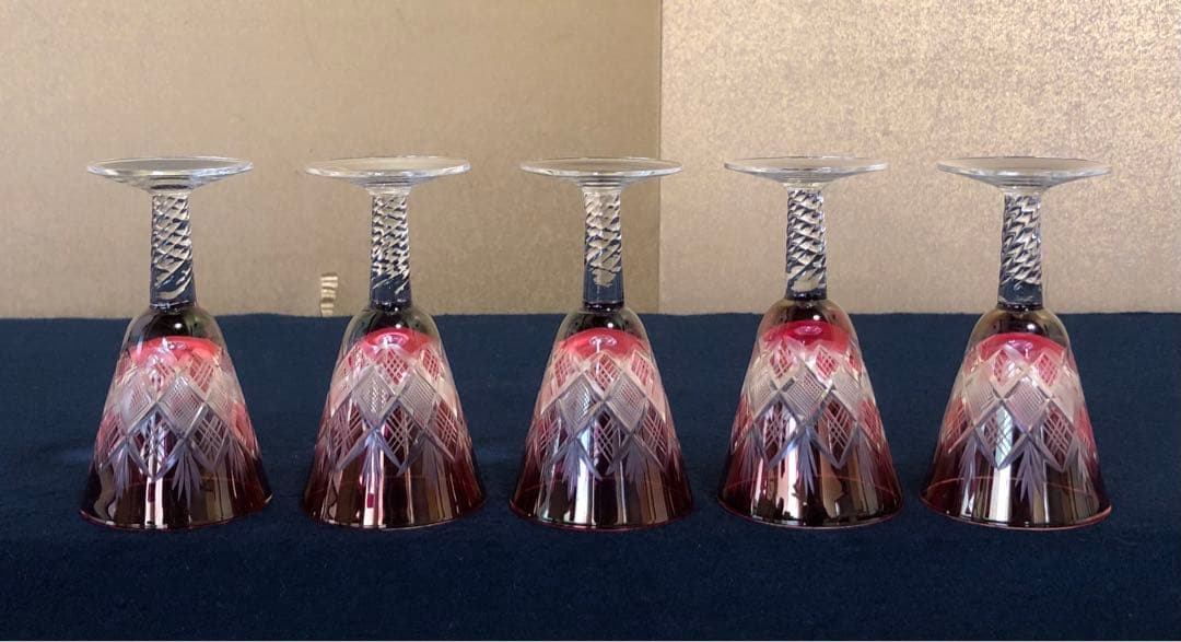 《R》ガラス工芸 江戸切子 グラス5客 木箱　250925あ4