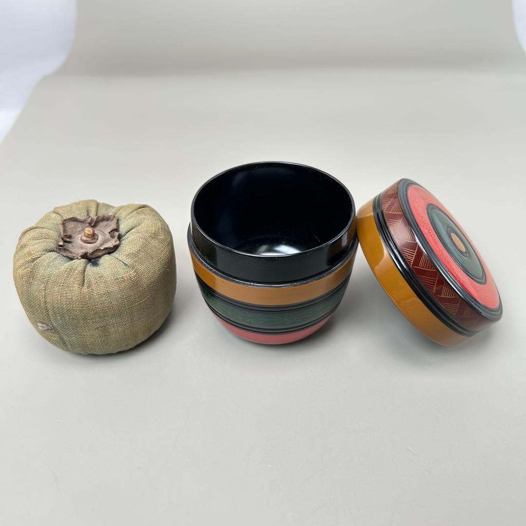 A052赤い漆塗りの棗 4個セット