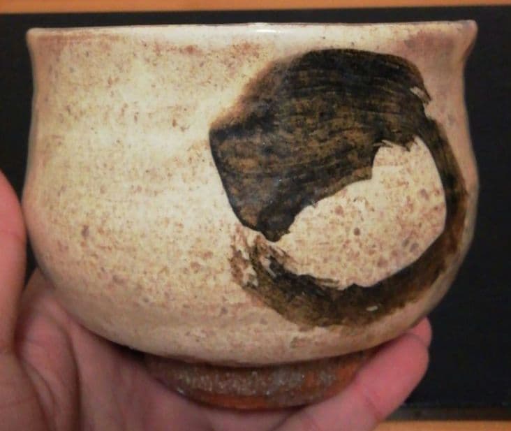 渡高久作　上野焼　茶碗　共箱　略歴付　茶道具