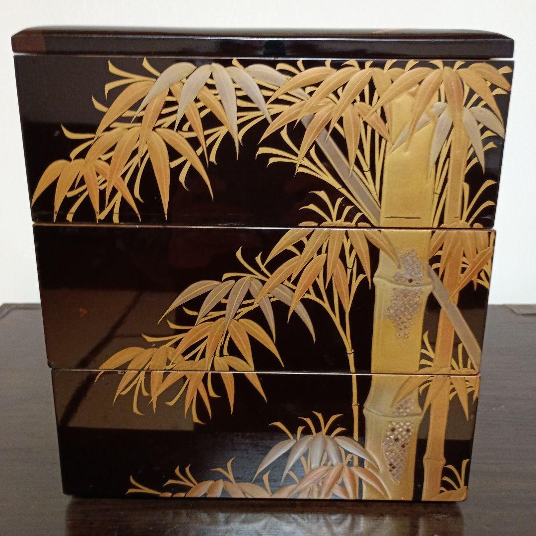 竹のデザイン重箱 漆器