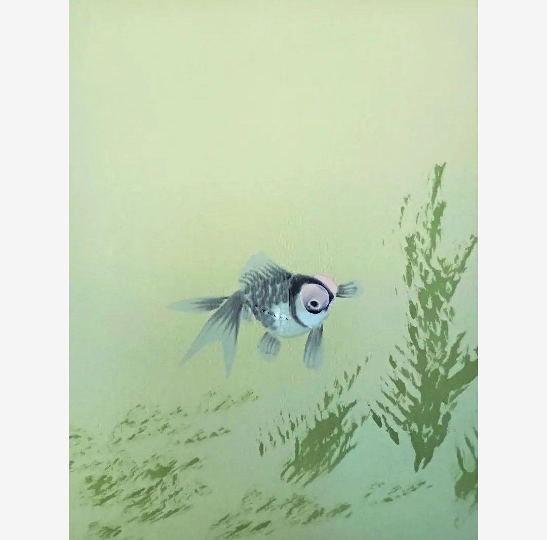 運を運ぶ三種金魚 金運 おもてなし絵 掛軸 龍神 中国風水 日本美術 インテリア