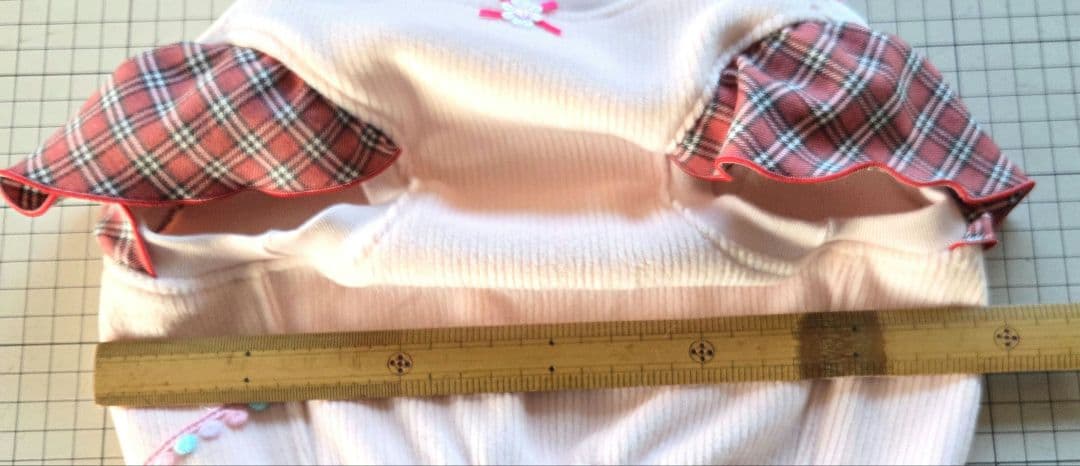 ハンドメイド　犬服 暖か❗キュートなピンクチェックフリルワンピース