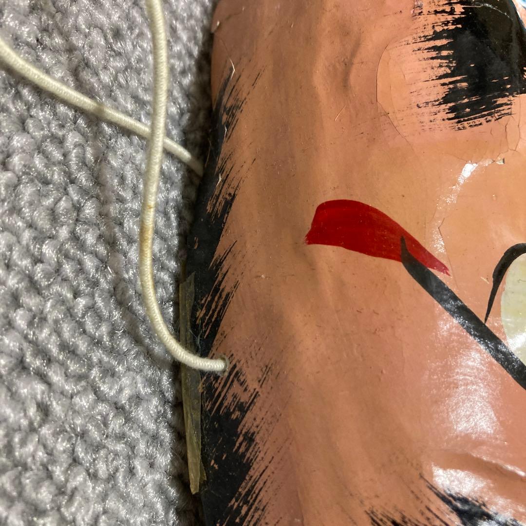 明治期 張り子 ひょっとこ面 滑稽面 民俗仮面 火吹き男 骨董品 アンティーク