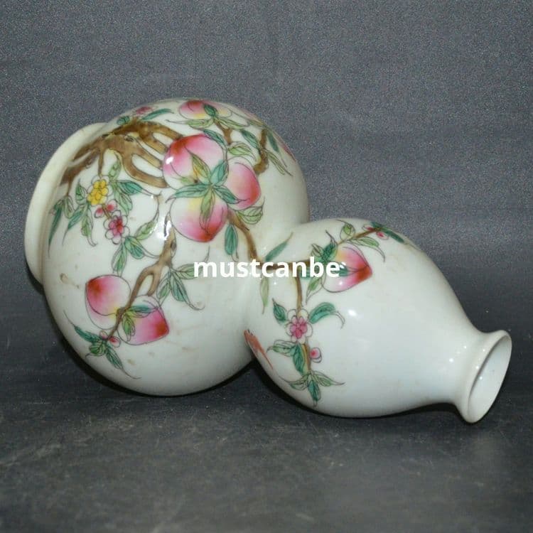 九桃ひょうたん瓶一対 景徳鎮 陶磁器 装飾品 現代工芸品 美術品 置物