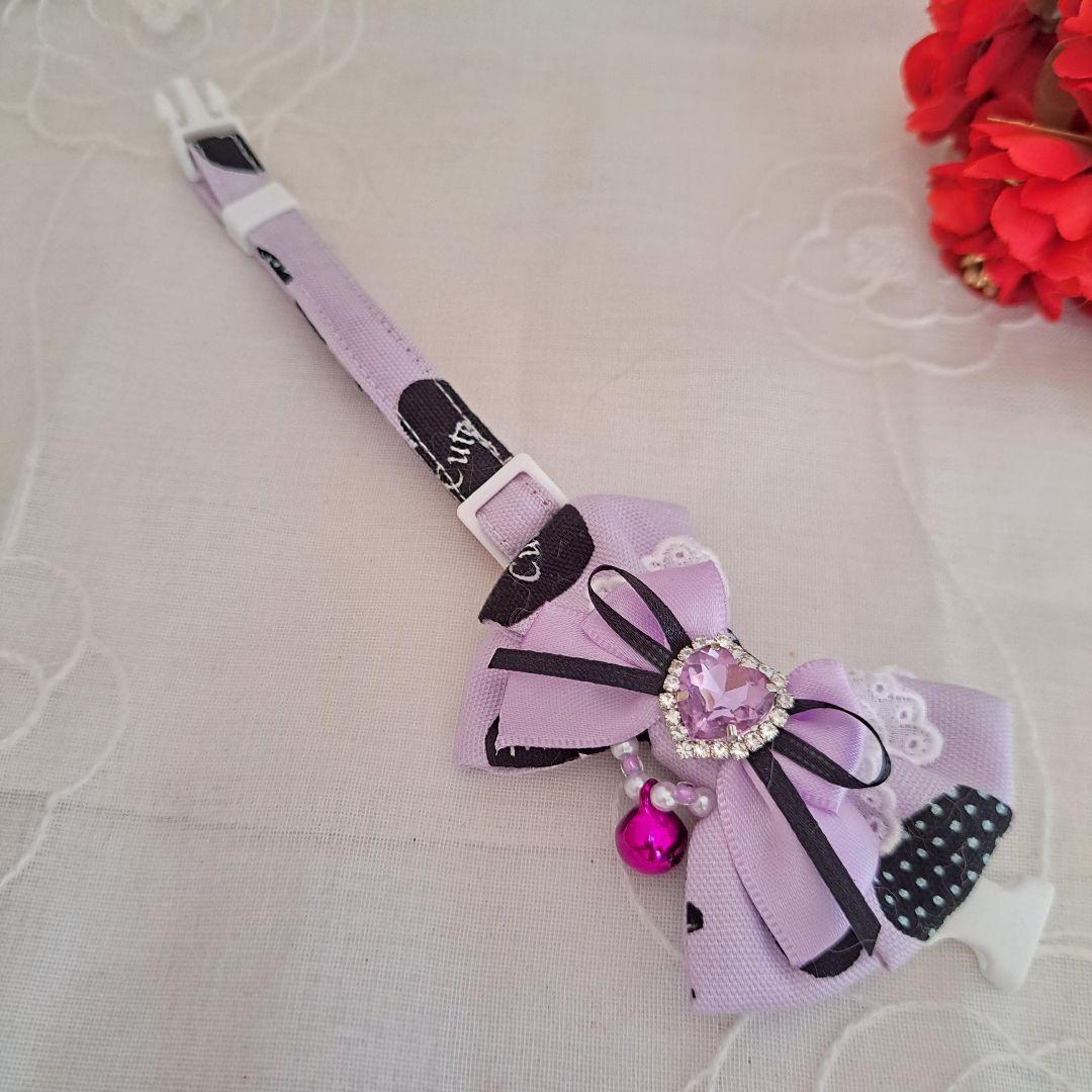 バレンタインハート柄(パープル)わんちゃん猫ちゃん用首輪