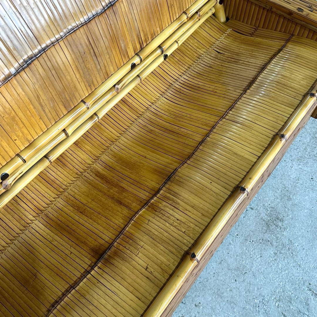 ✿伝統工芸✿ 和風竹家具 “梅里竹芸” 3人掛けソファ アジアン家具　長椅子