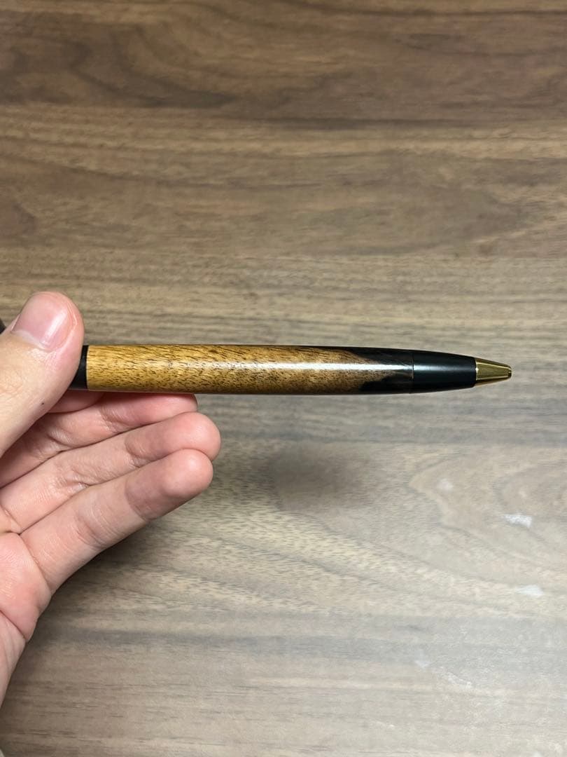 新品未使用 野原工芸 黒柿 ボールペン ゴールド