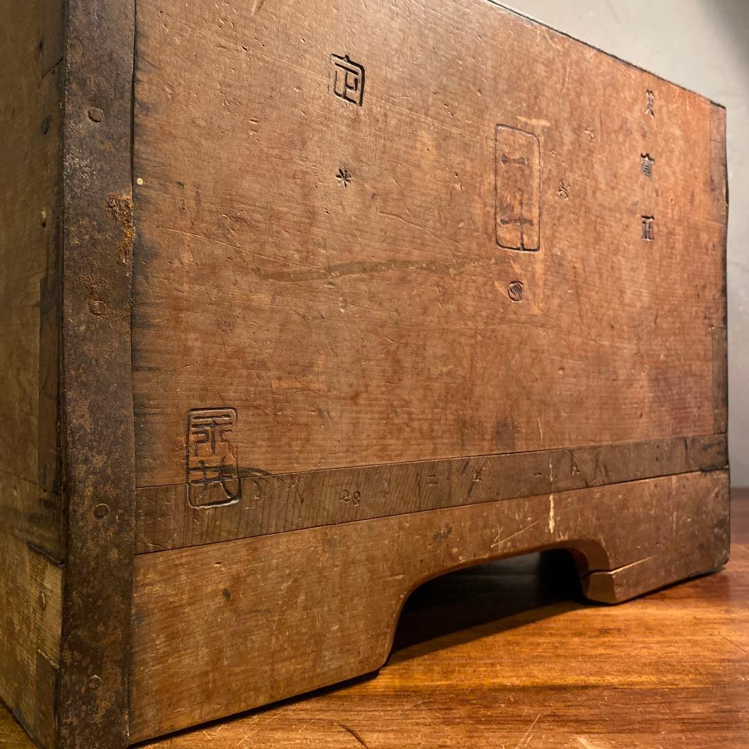 時代物 明治 大正 一斗枡 木箱 骨董品 古道具 すり切り棒 古民具