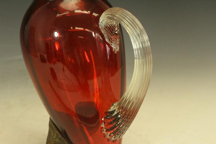 16世紀 フランス 赤ガラス 鷲 酒瓶高23.5cmアンティーク (RC975)