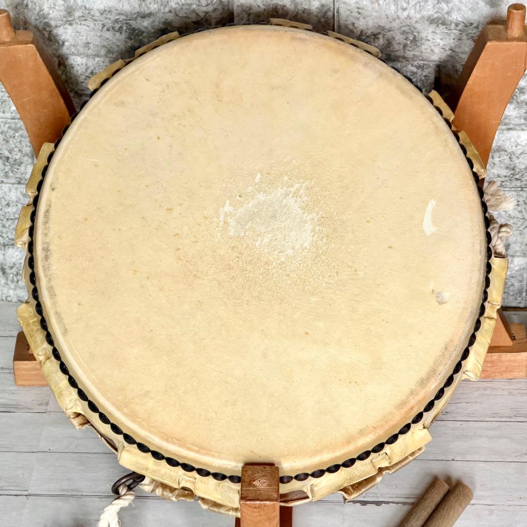 短胴和太鼓 打面一尺三寸・全長七寸・短胴羅武・台座付