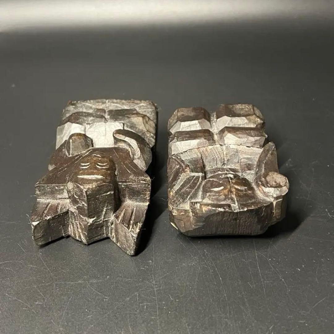 時代物 木彫 恵比寿大黒 一対｜縁起物 商売繁盛 福神 置物◎古道具庵々