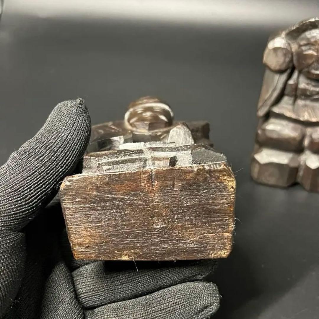 時代物 木彫 恵比寿大黒 一対｜縁起物 商売繁盛 福神 置物◎古道具庵々