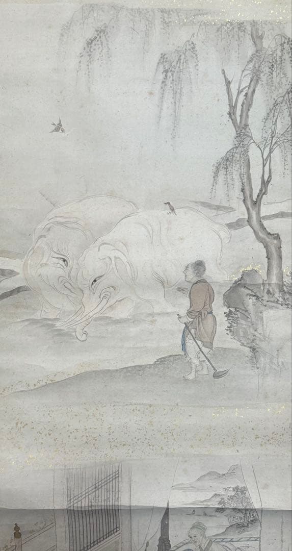 孝子ニ圖　紙本肉筆　小田海仙筆　掛軸　共箱　送料込み251031