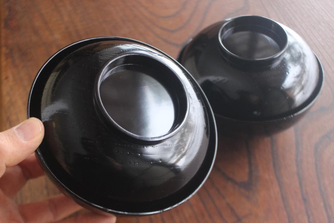 時代逸品！端正な黒漆に優美な光琳鶴蒔絵の映えるお椀2点（検輪島塗蒔絵椀