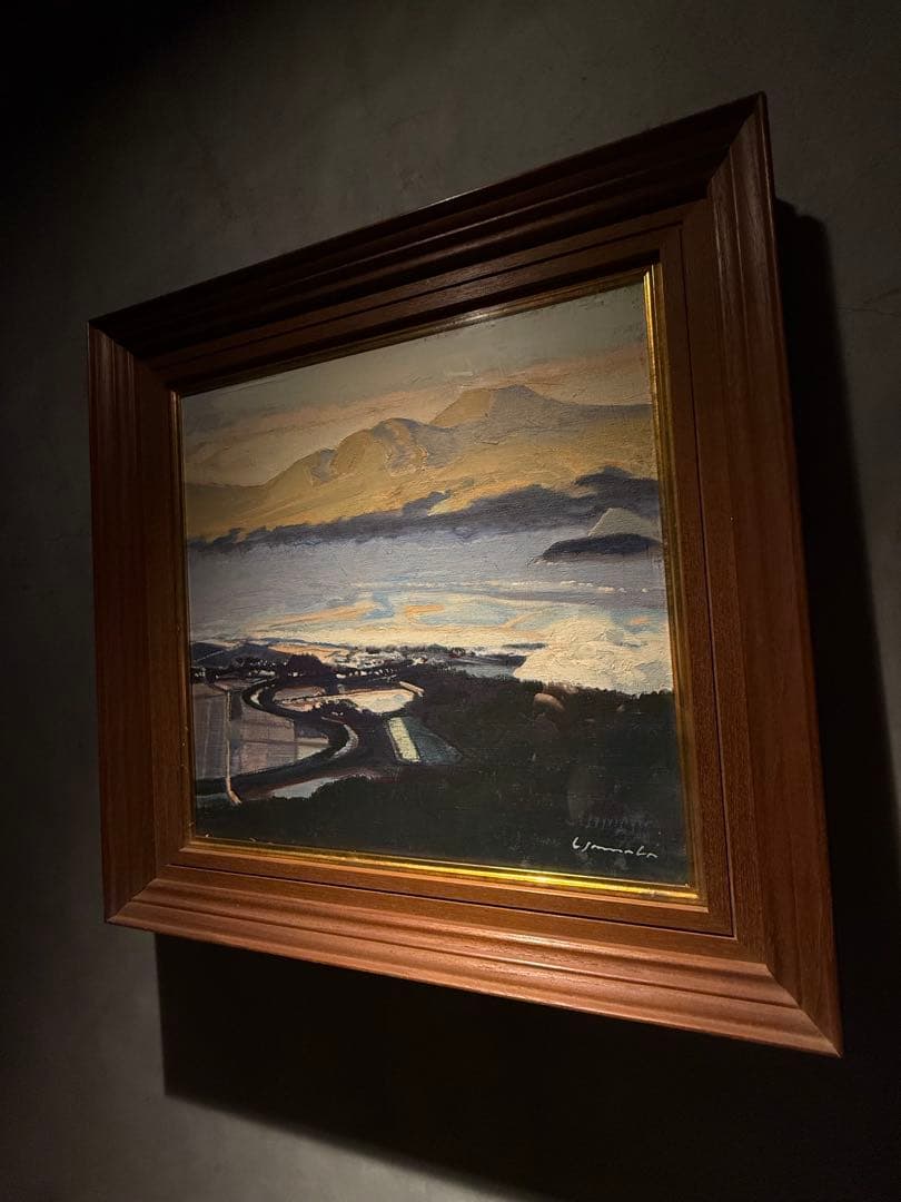 山羽斌士【阿蘇の里】肉筆油彩画