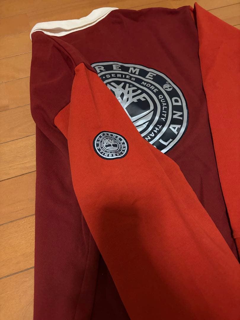 SUPREME ×TIMBERLAND ラガーシャツ 赤/オレンジ