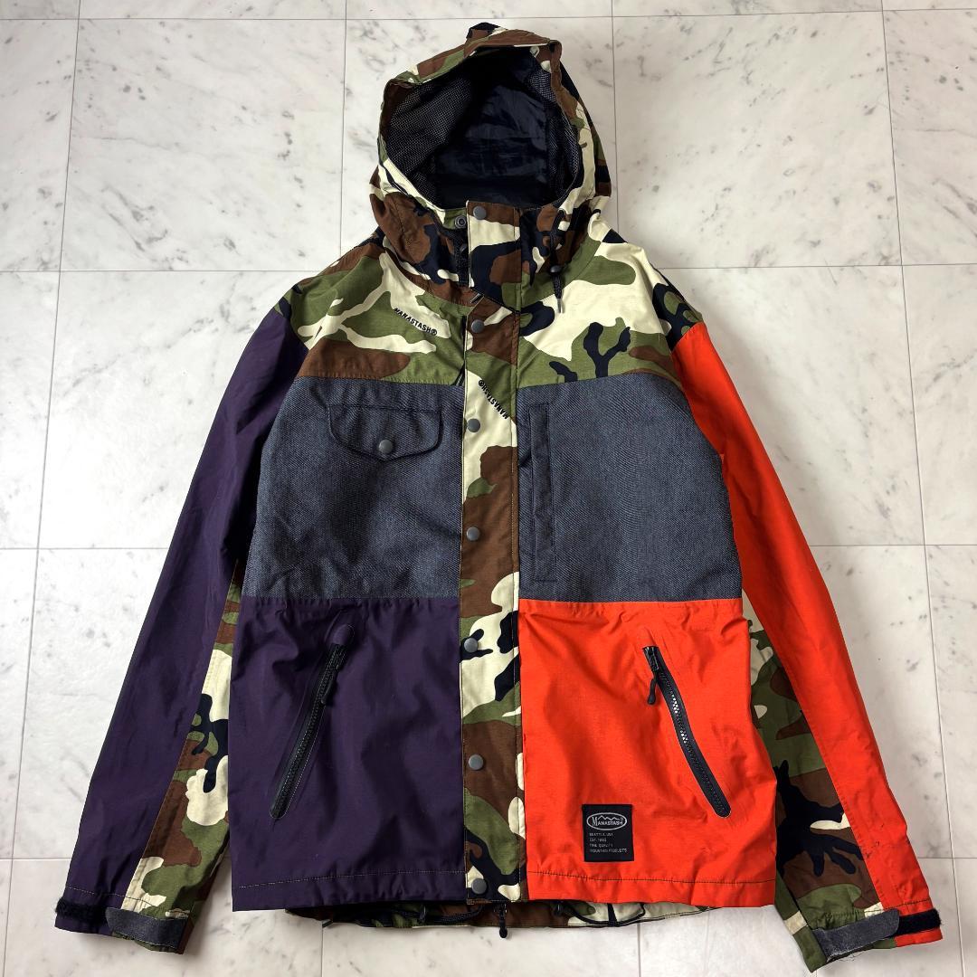 マナスタッシュ M スノーボードジャケット スキージャケット パッチワーク 迷彩