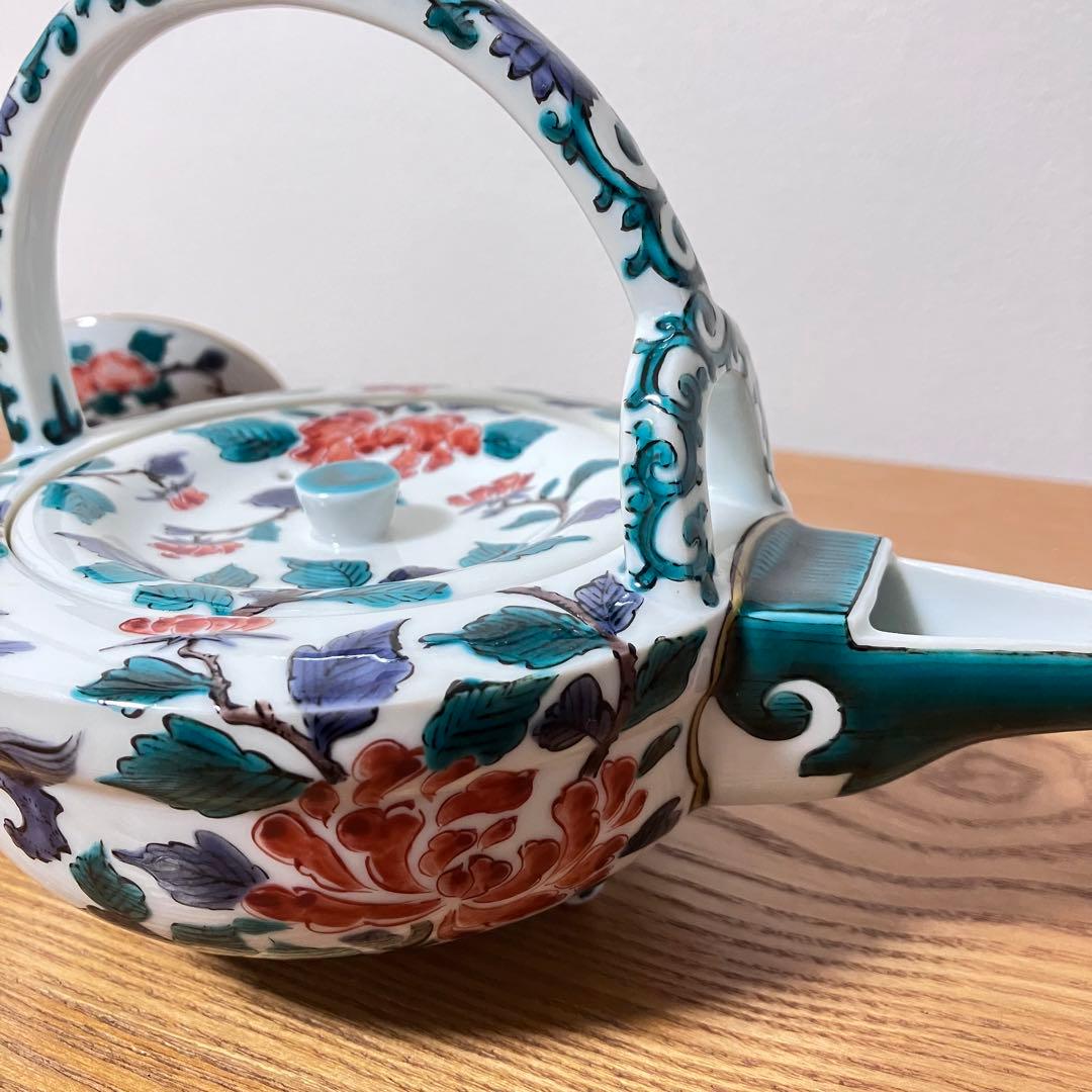 九谷焼 色絵 牡丹獅子文 銚子