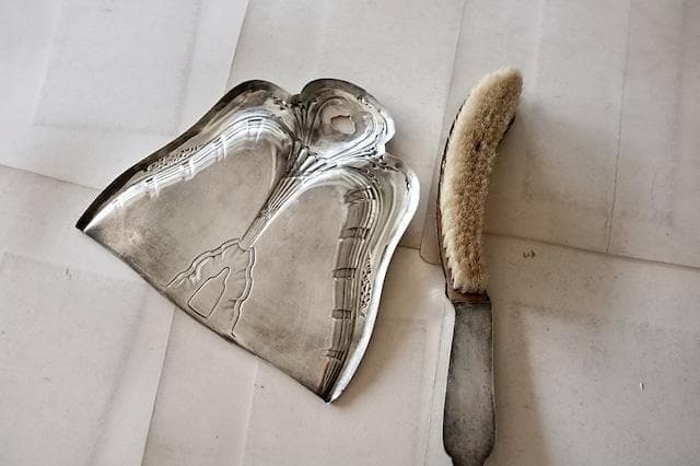 1900s フランス アールデコ 銀の蔦葉とダストパン＆ブラシ アンティーク