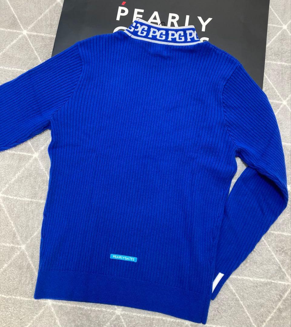 新品 パーリーゲイツ ウールカシミヤ ハイネックニット(5)サイズL/青