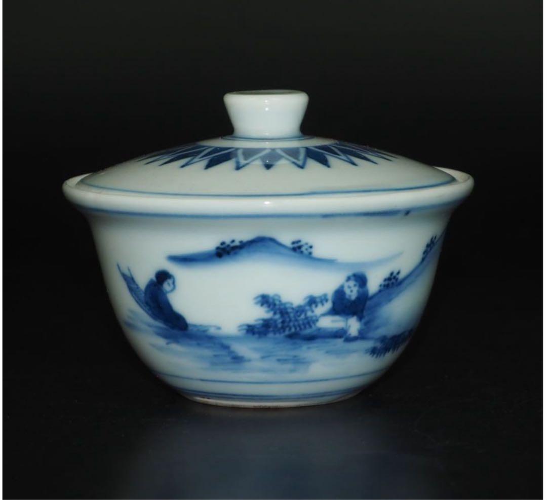 送料無料　二代 三浦 竹泉 造 青華山水漢詩図泡瓶/宝瓶　煎茶道具