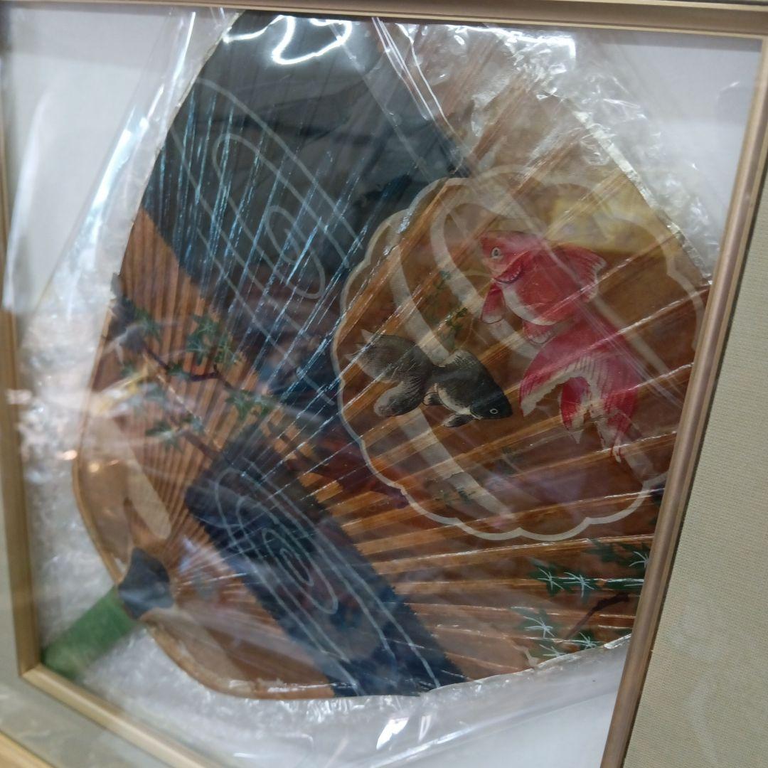 稀少戦前大正末期〜昭和初期頃時代岐阜水団扇当時物風流な金魚手描額装品コレクション