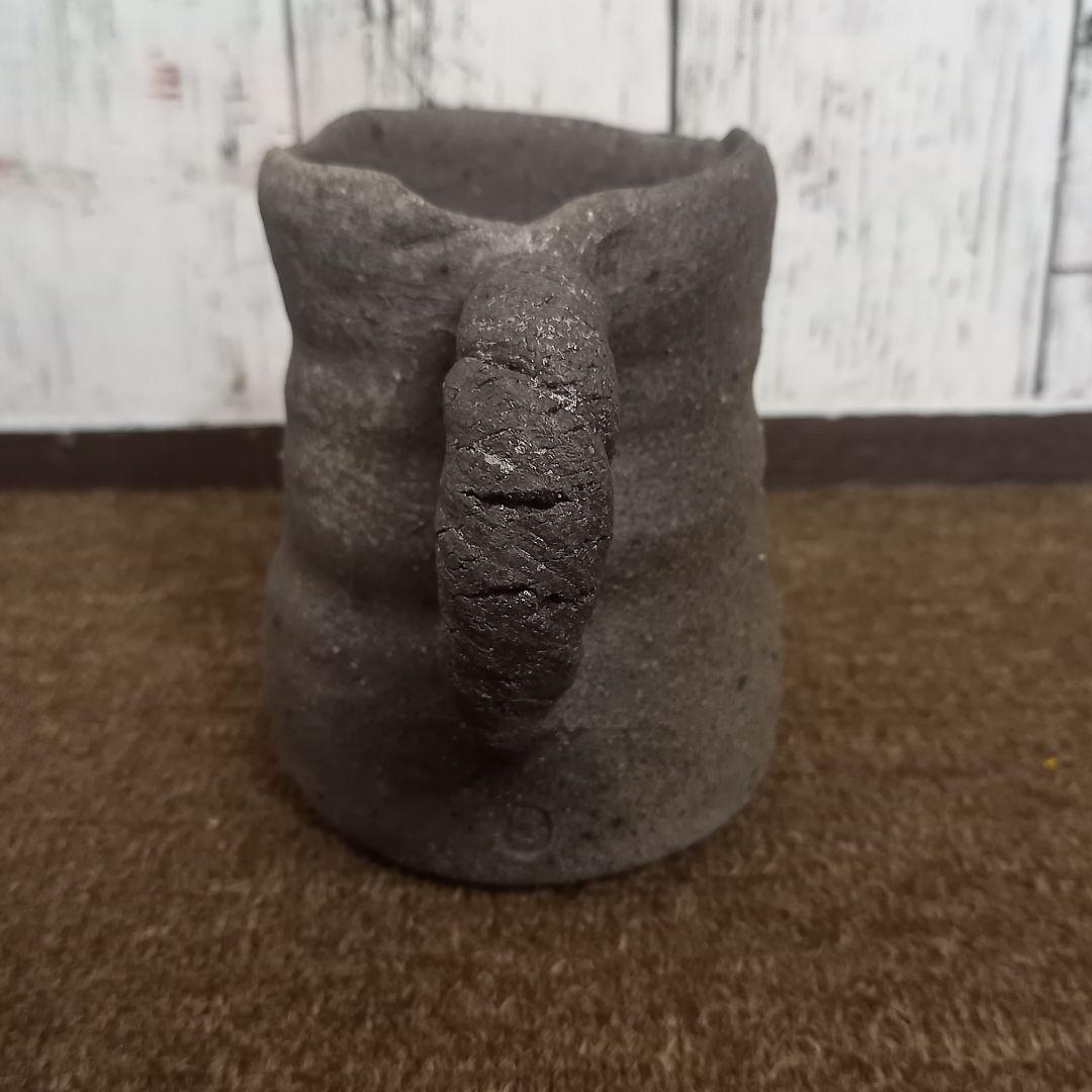 珠洲古窯 燻べ焼 ジョッキ 2客 ペア 中山達磨 栞付 未使用 木箱付き