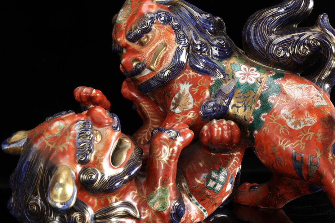 絡み獅子 戯れ獅子 狂い獅子 獅子 置物 縁起物 厄除 魔除 古美術 骨董品