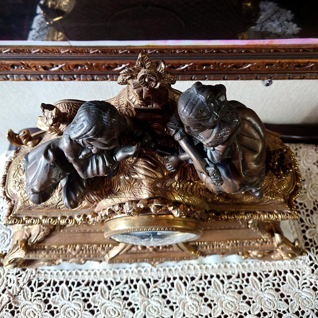 イタリア製置時計 インペリアル ブロンズ像 骨董品 アンティーク 動作確認済