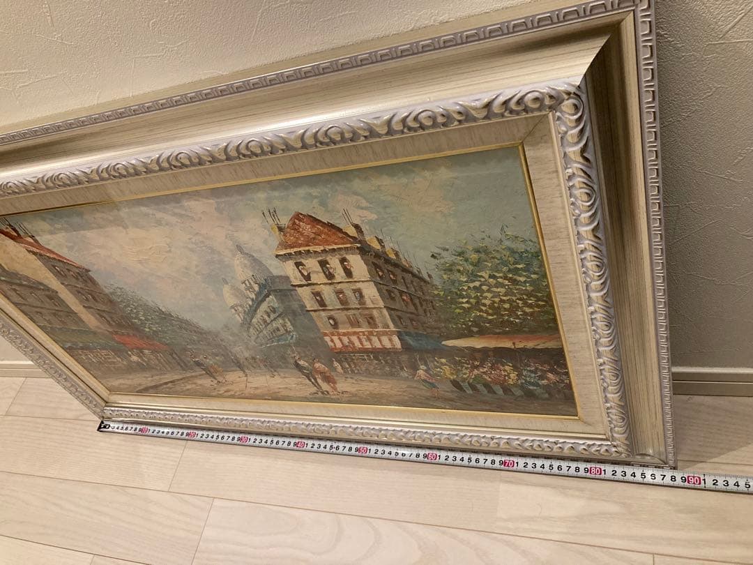 フランス　パリ　街並みの油彩画 大きなサイズ