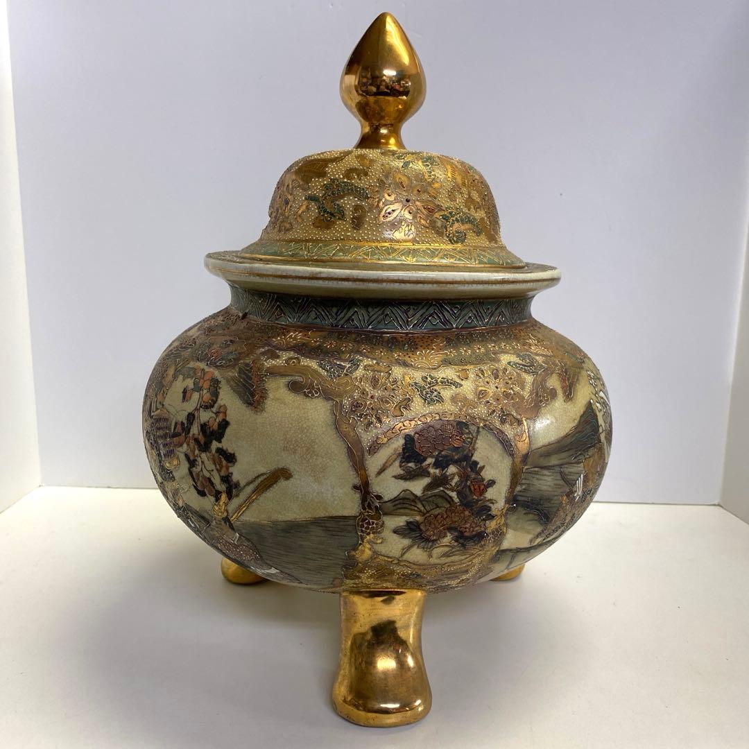 香炉 特大 薩摩焼？ 三足香炉