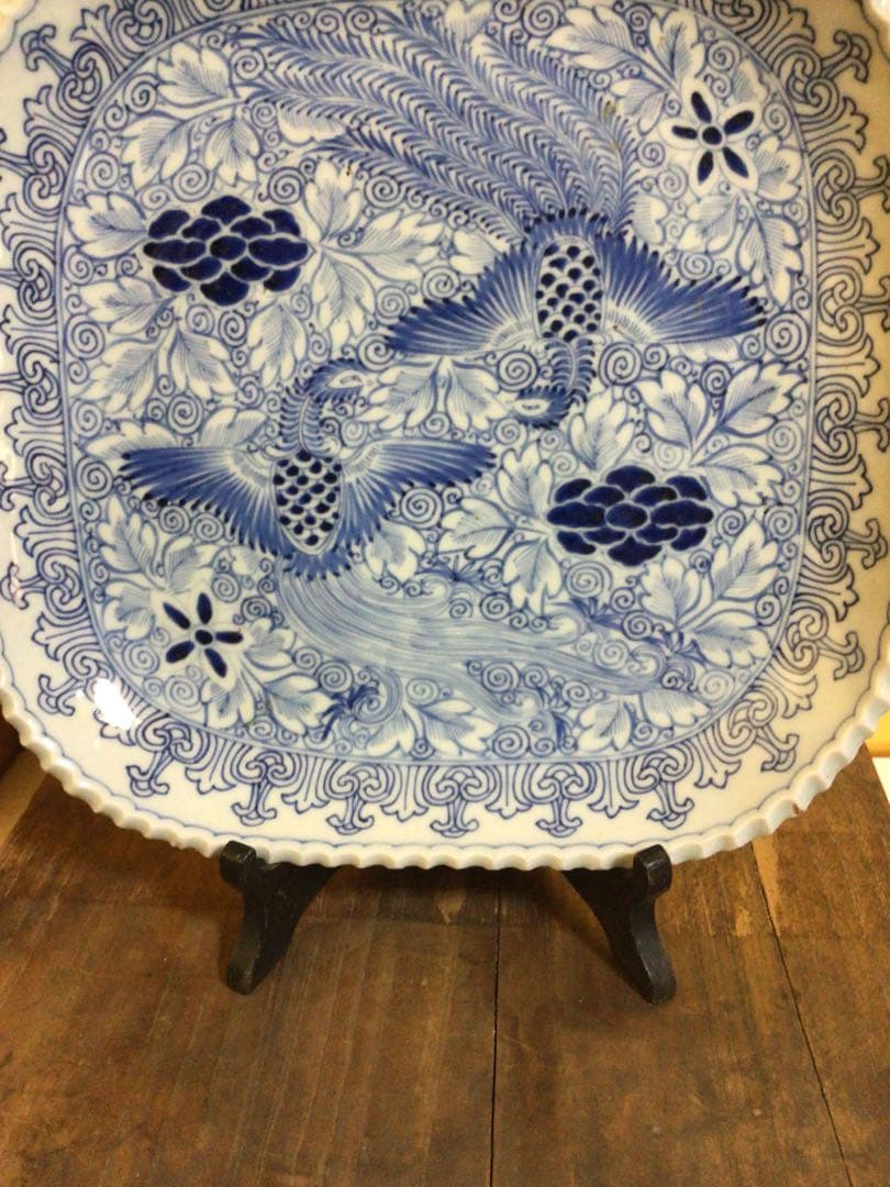 古伊万里 四角皿 幅約28.3センチ 木箱付き