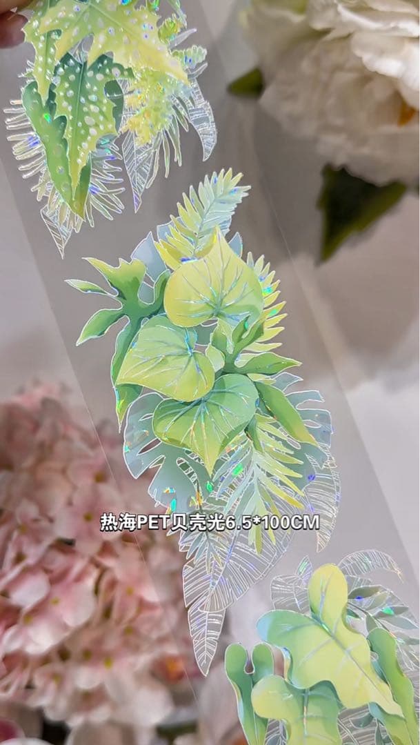 【9453】海外　マステ　3/5/巻　貝殻光マスキングテープ葉っぱ　自然　装飾系