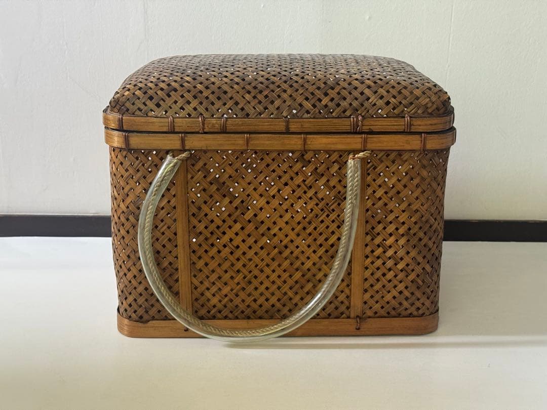 ヴィンテージ 民藝 竹細工 竹籠 バスケット 籠 行商 ハンドル 工芸品