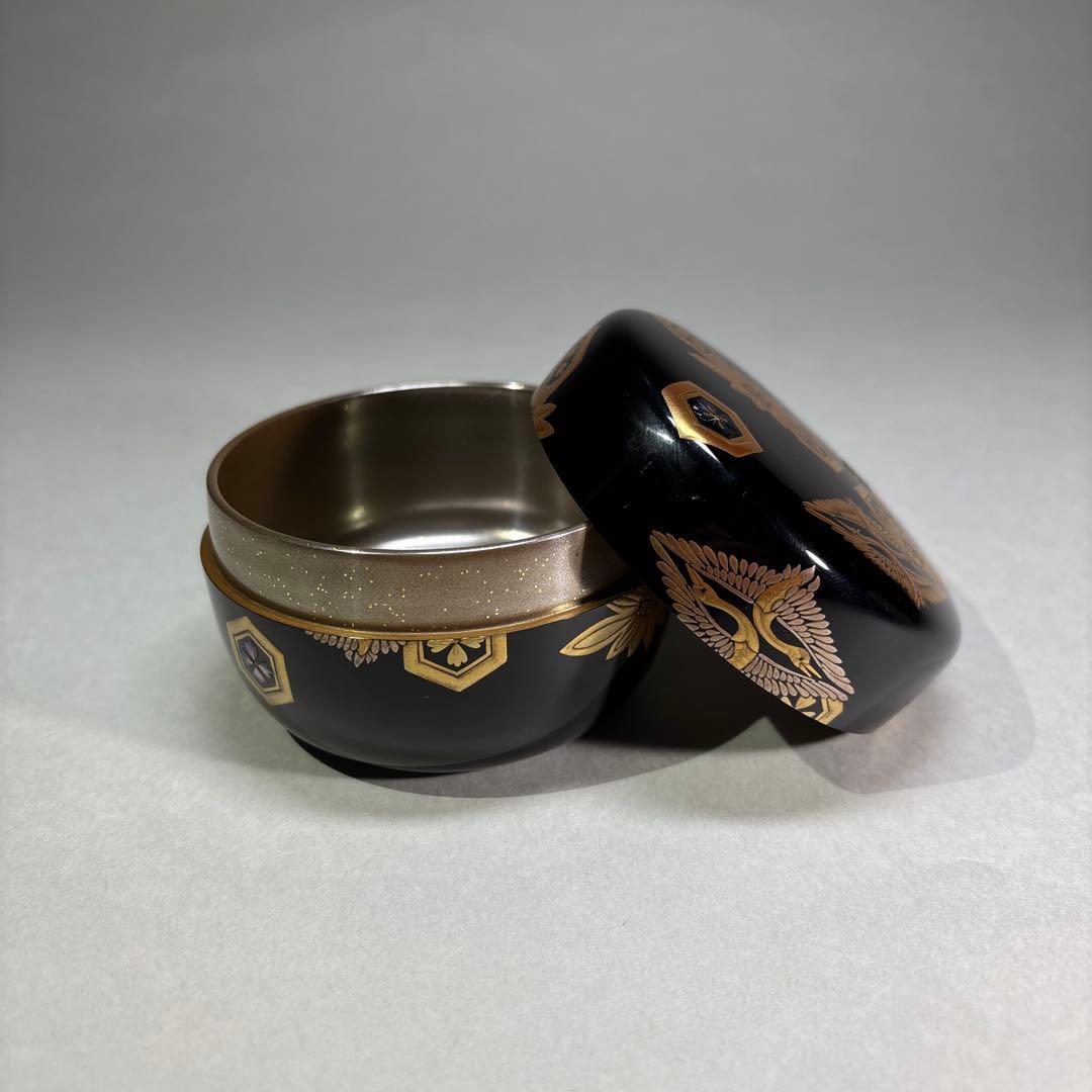 大下宗香　吉祥紋蒔絵　平棗 内平目銀地(桐箱入)