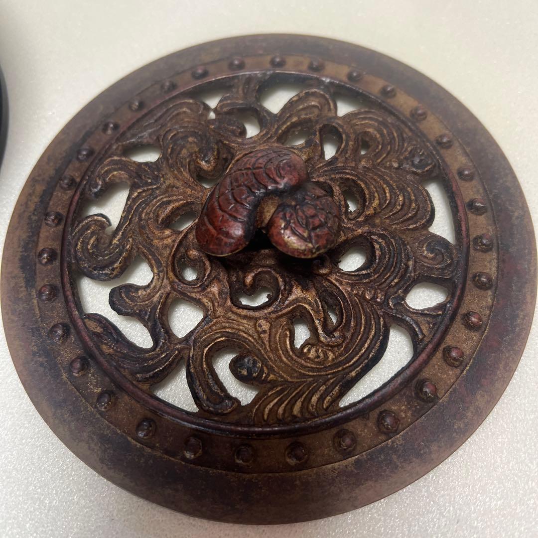 茶道具 銅製品浮彫り、茶こぼし