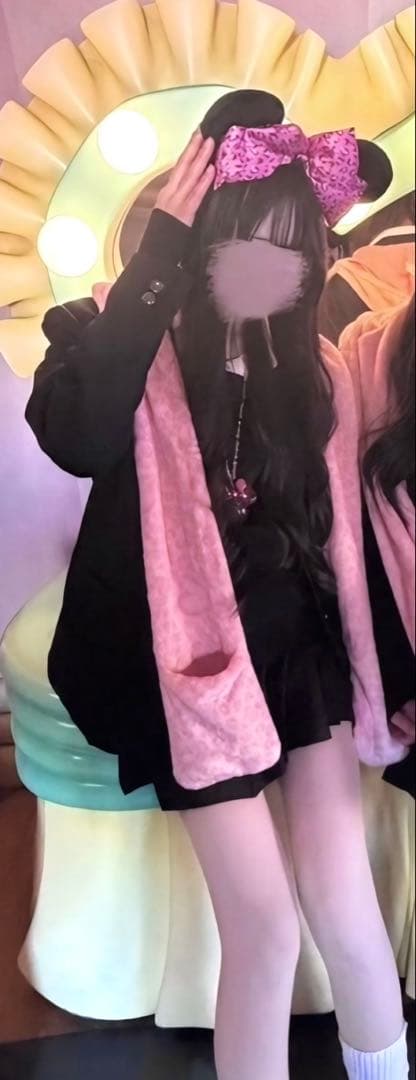 ディズニーランド マフラーファンキャップ ヒョウ柄ピンク